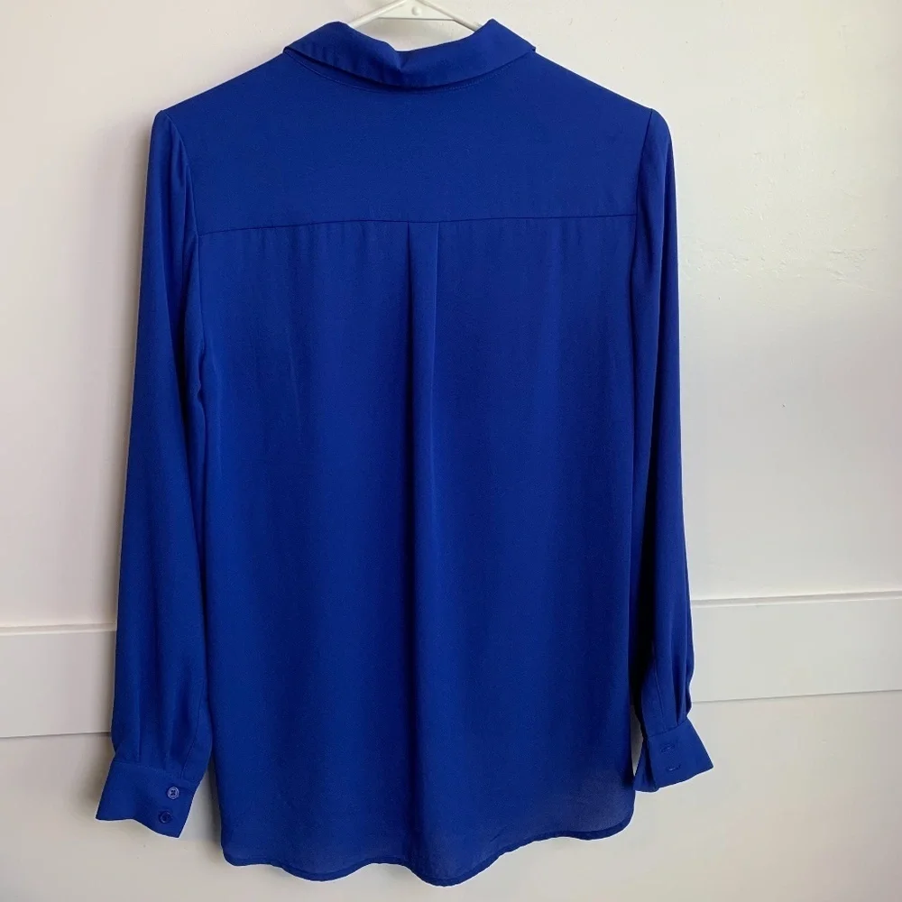 Bellatrix Blue Wrapped Long Sleeve Blouse